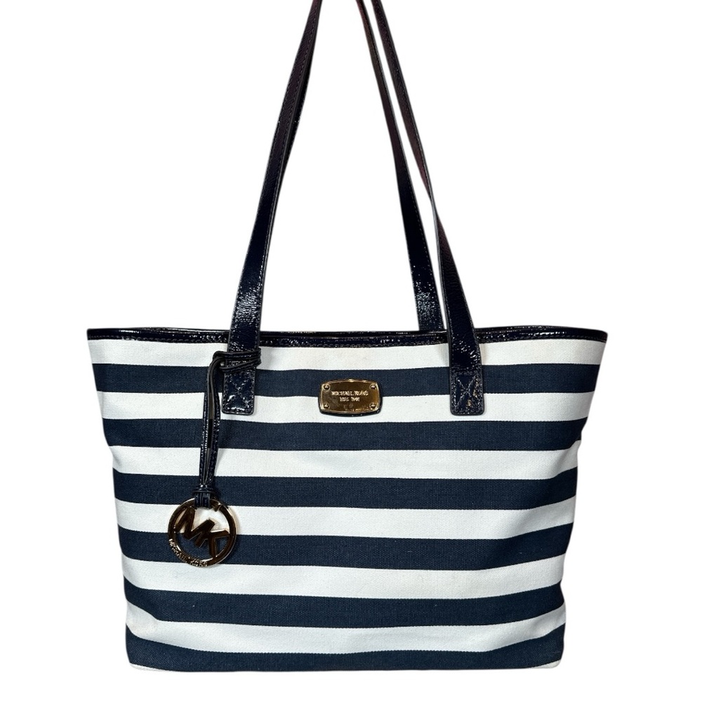 Michael Kors EUC Jet Set Travel Striped Navy and White Tote
